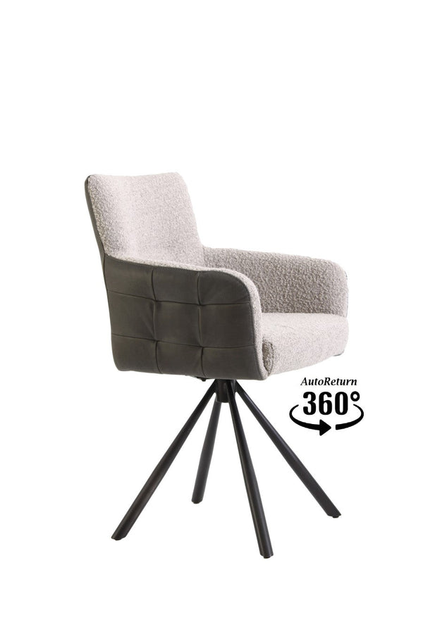 Esszimmer-Drehstuhl aus Stoff- und Lederbezug mit Stahlgestell  | Modell GIULIA C